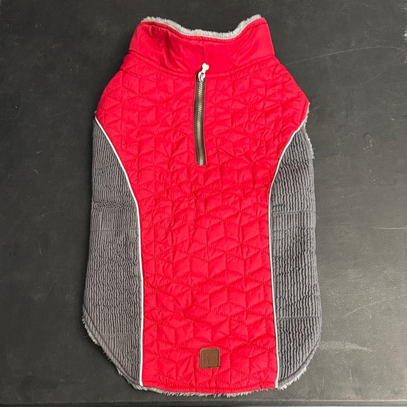 5/$25 Dog Quilted Jacket - Red and Gray - Picture 1 of 9